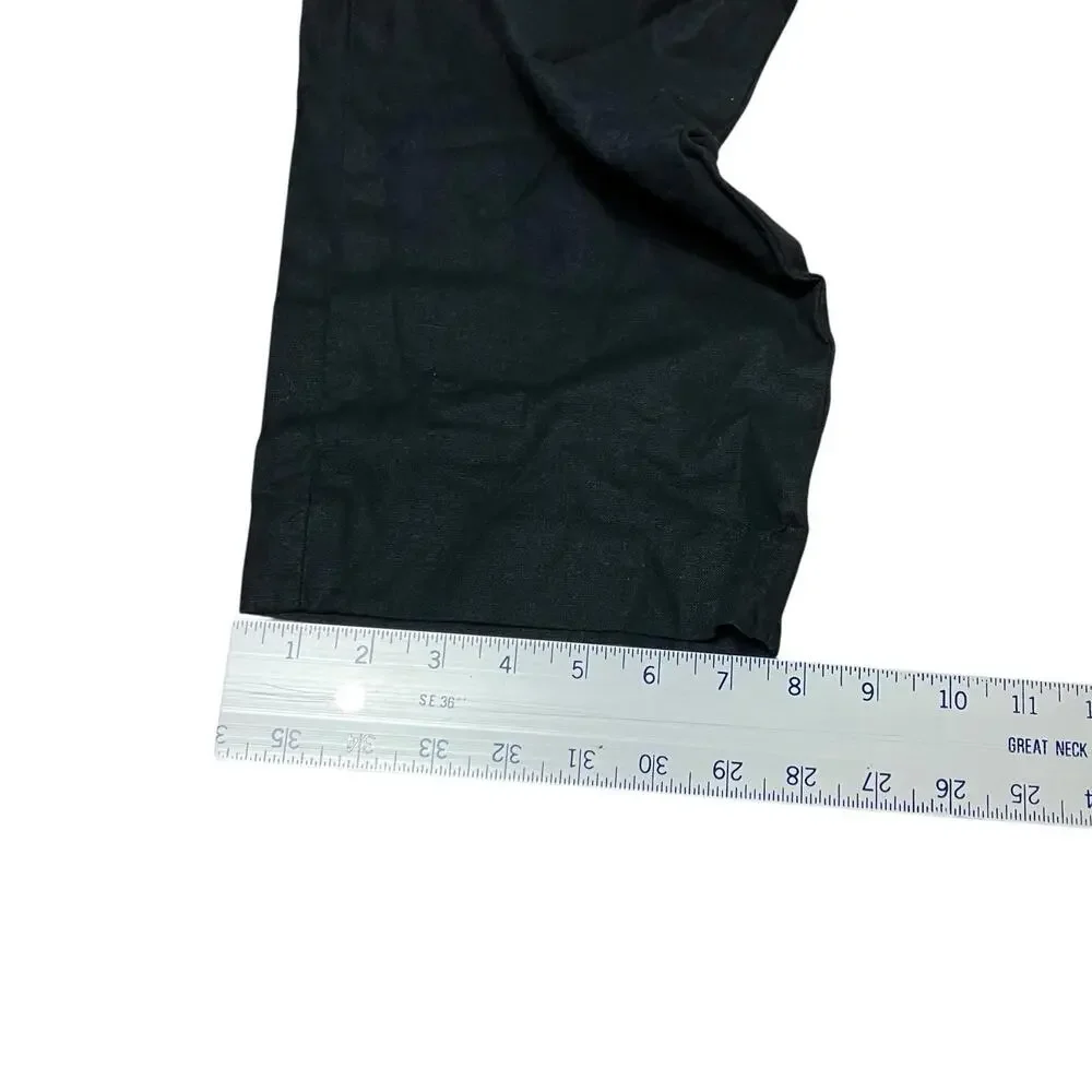 J Crew Pants 12 Black Linen Blend CroppedSailor Ankle‎ Elastic Waist BO902